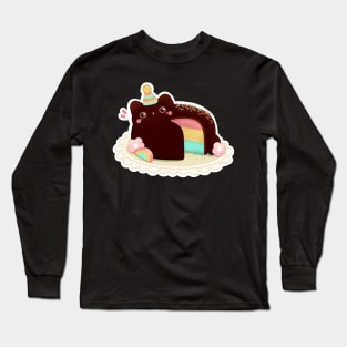 Rainbow Cat Celebration Chocolate Cake Long Sleeve T-Shirt